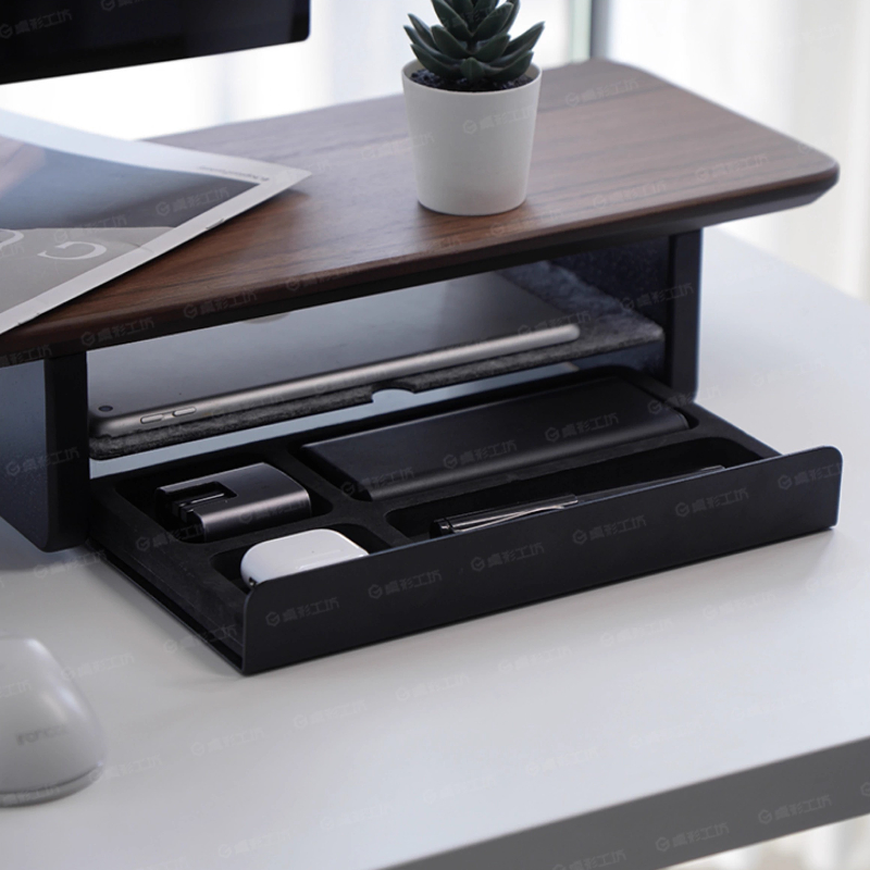 Desk Setup Home Office - Supporto per monitor Riser Cassetti portaoggetti