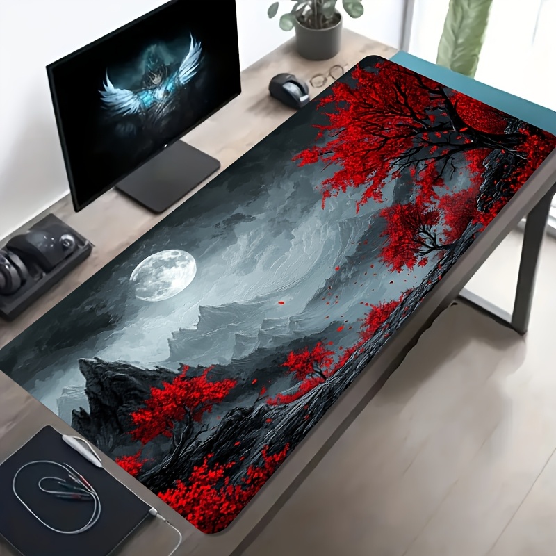 Desk Setup Red - Tappetino per Mouse da Gaming Esteso