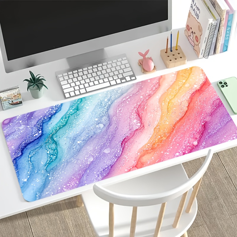 Desk Setup With Laptop - Tappetino per Mouse Grande con Glitter