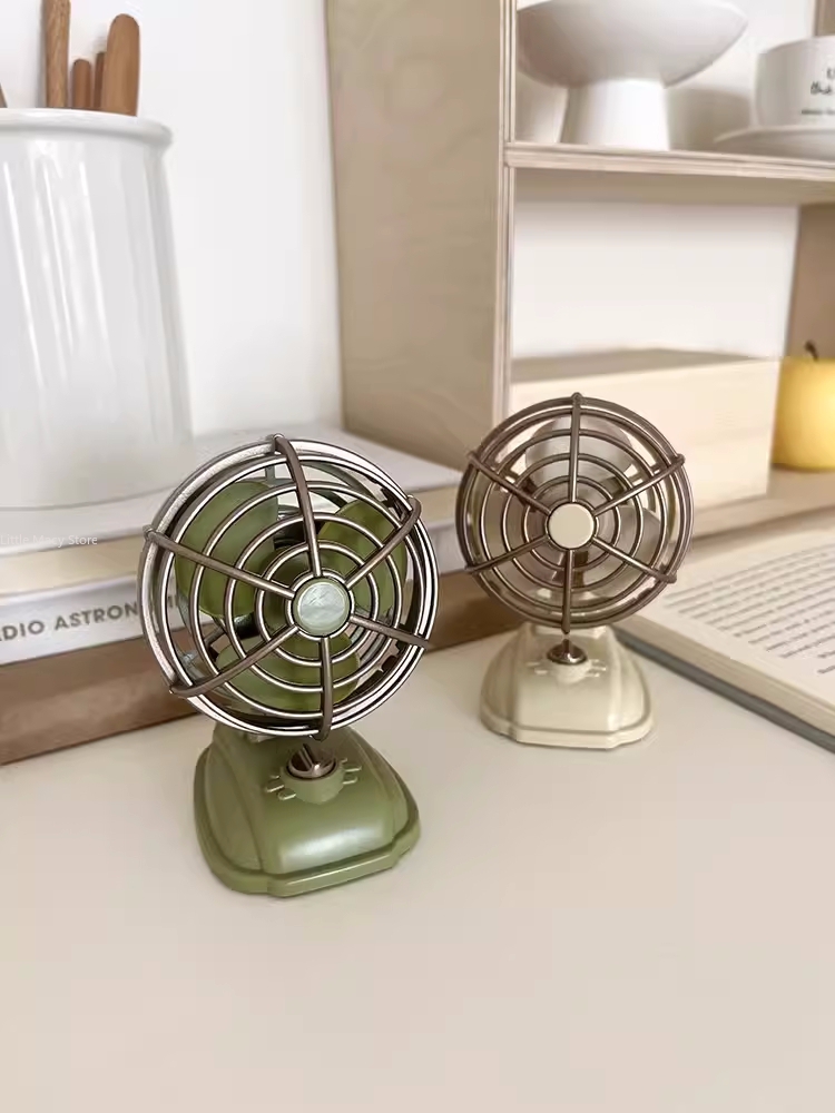 Fan Desk Small Usb - Ventilatore da tavolo retrò con ricarica