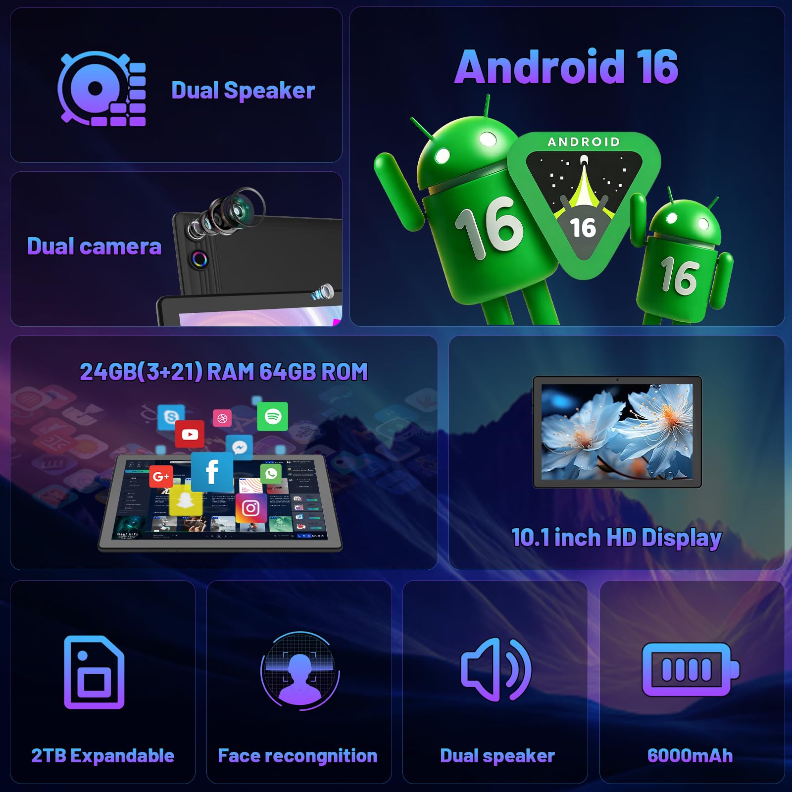 Tablet Android 16 da 10,1 Poll - Desk Setup Keyboard recensione e prezzo